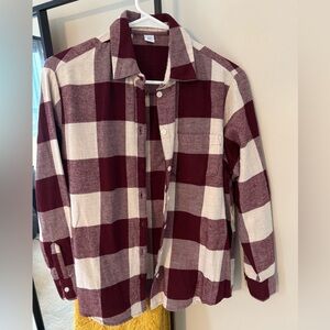 XS Old Navy Burgundy & Cream Flannel